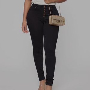 Fashion nova Hammer exposed button fly stretch black skinny jeans NEW size 3